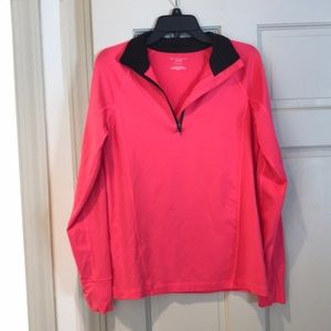 Ladies Tek Gear 3/4 zip pullover, M, bright pink - black collar, good condition!
